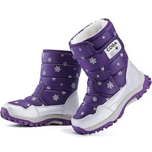 DADAWEN Girls Snow Boots Winter Outdoor Waterproof Slip Resistant Cold Weather